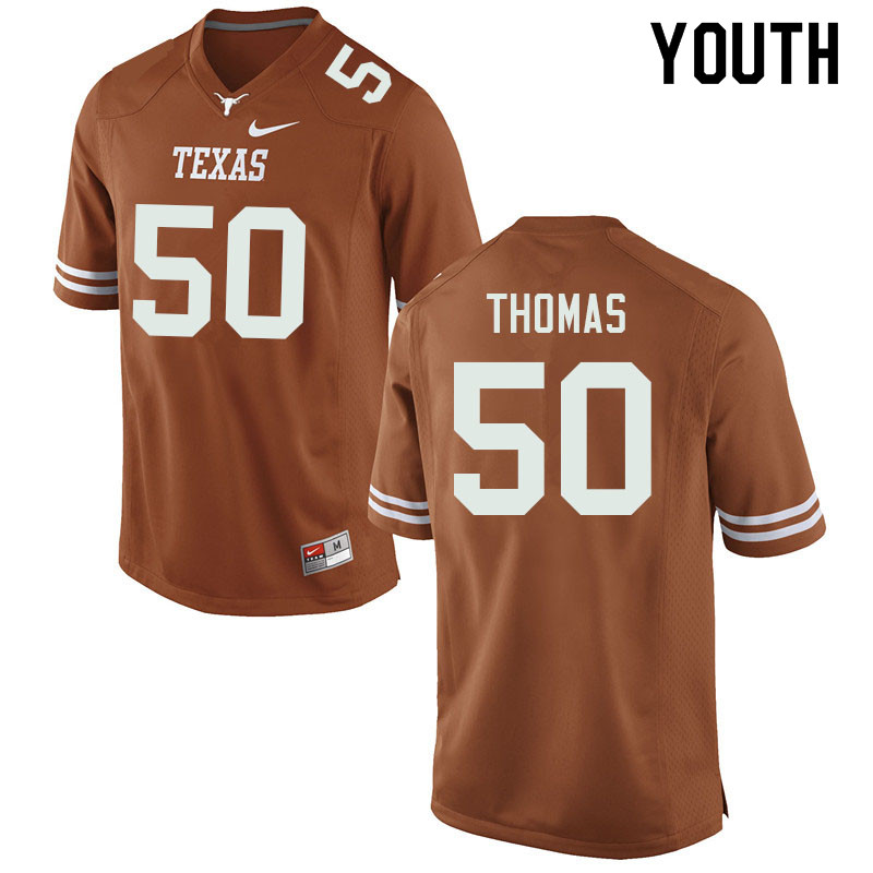 Youth #50 Jordon Thomas Texas Longhorns College Football Jerseys Sale-Orange